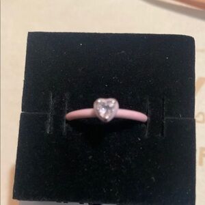 Pandora Pink Stone and Pink Enamel Sterling Silver Ring
